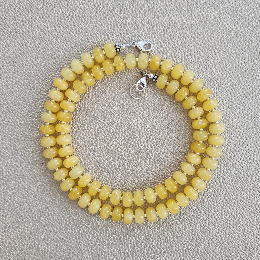 YELLOW COLOR JADE NECKLACE--20"